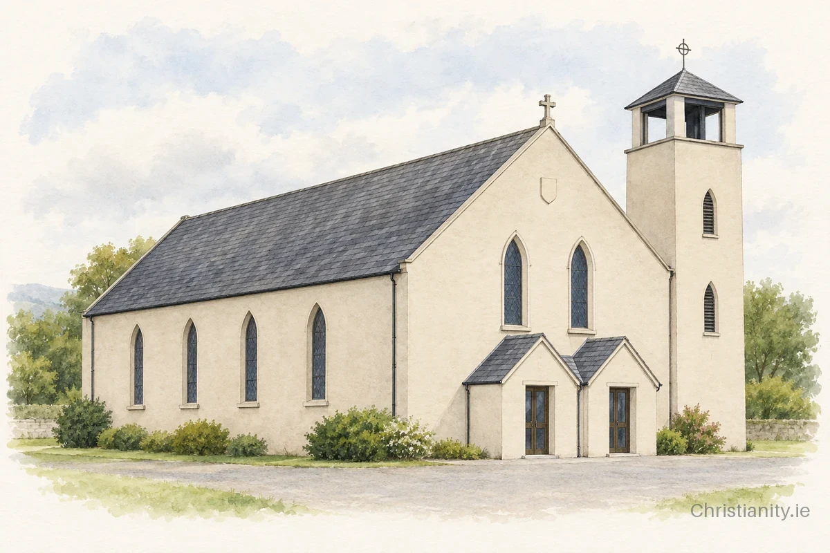 Watercolour and ink illustration of Saint Patrick’s Church, Killesher