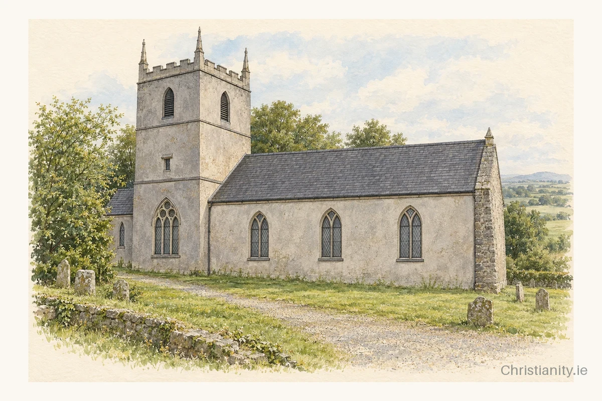 Watercolour and ink illustration of Saint Patrick's Church of Ireland
