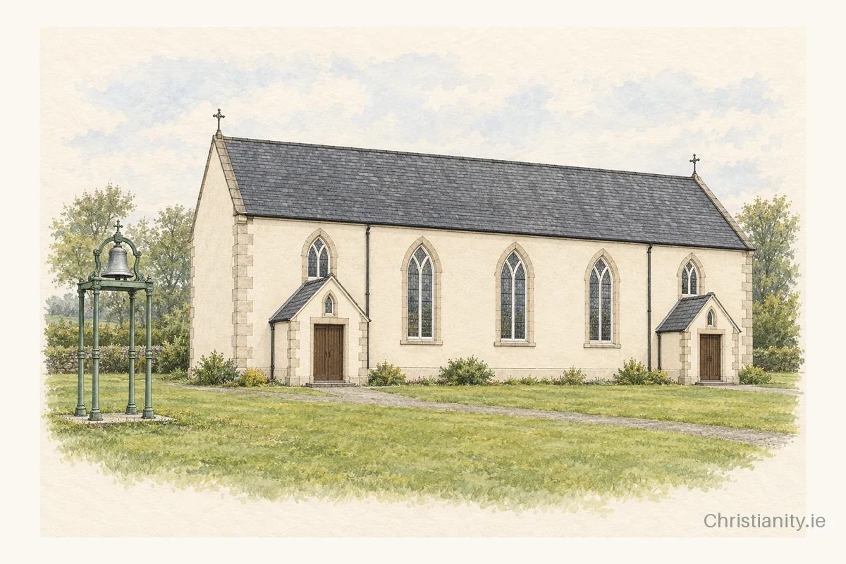 Watercolour and ink illustration of Saints Peter & Paul, Parish of Magheracloone
