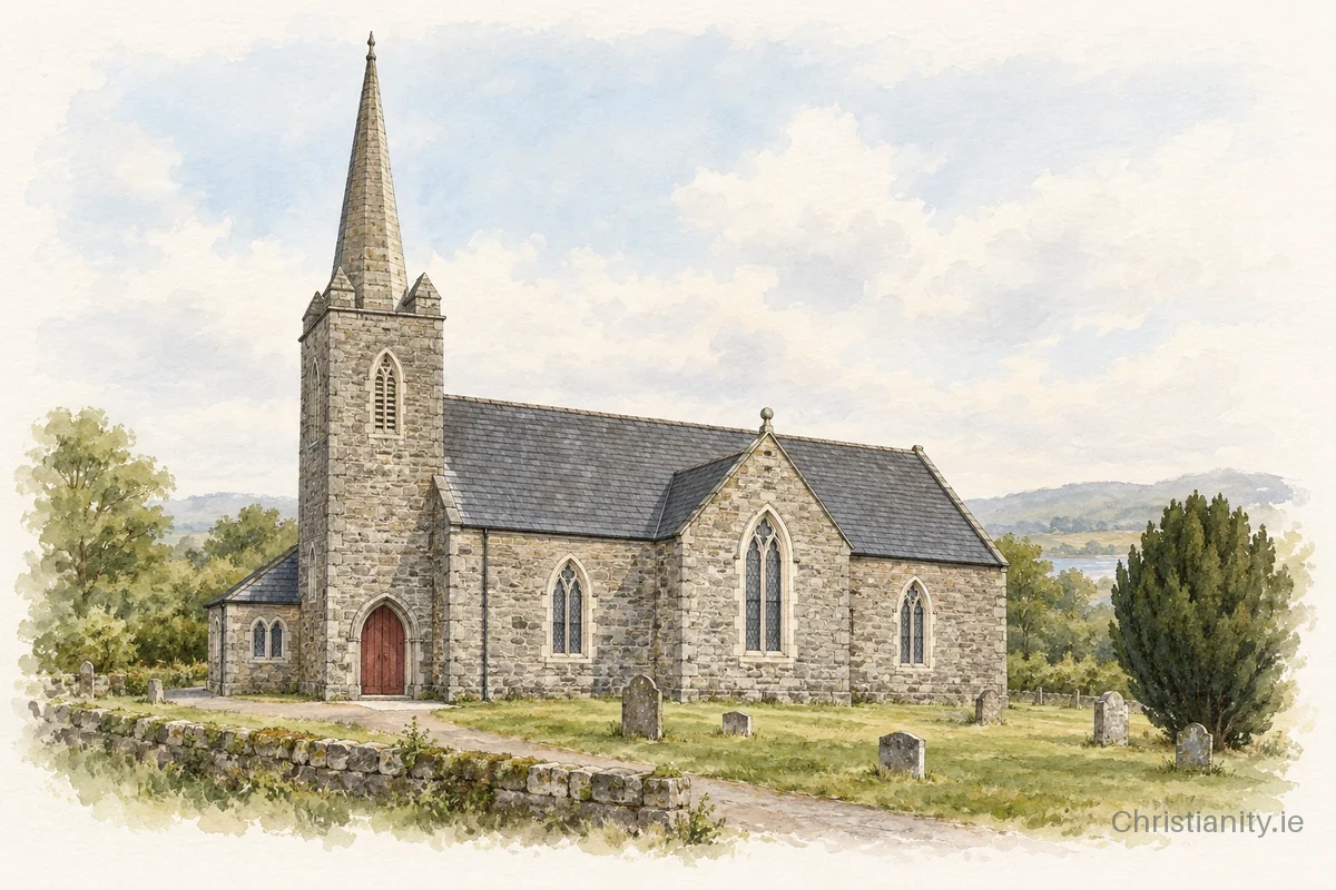 Watercolour and ink illustration of Scarva St Matthew