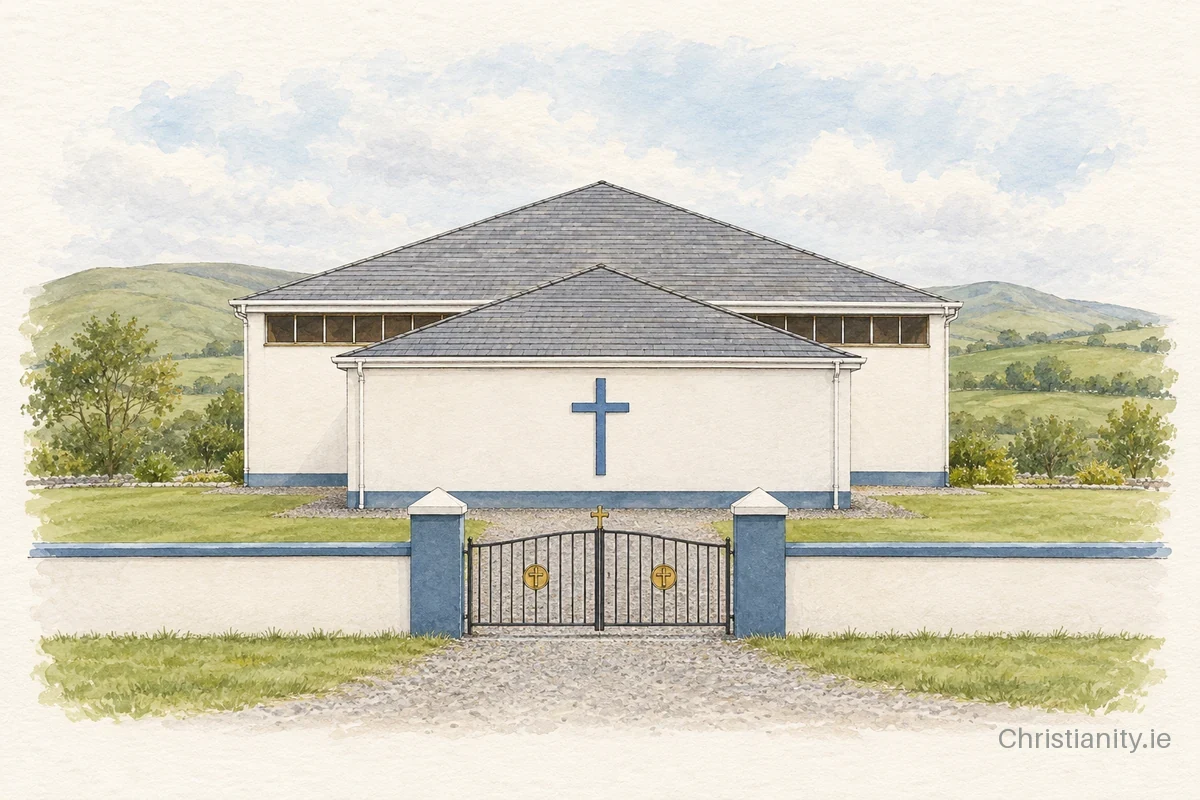 Watercolour and ink illustration of Séipéal Muire gan Smál