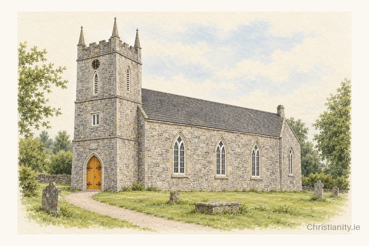 Watercolour and ink illustration of Shinrone St Mary
