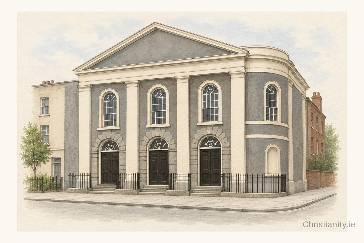 Watercolour and ink illustration of South Kirk Presbyterian Church