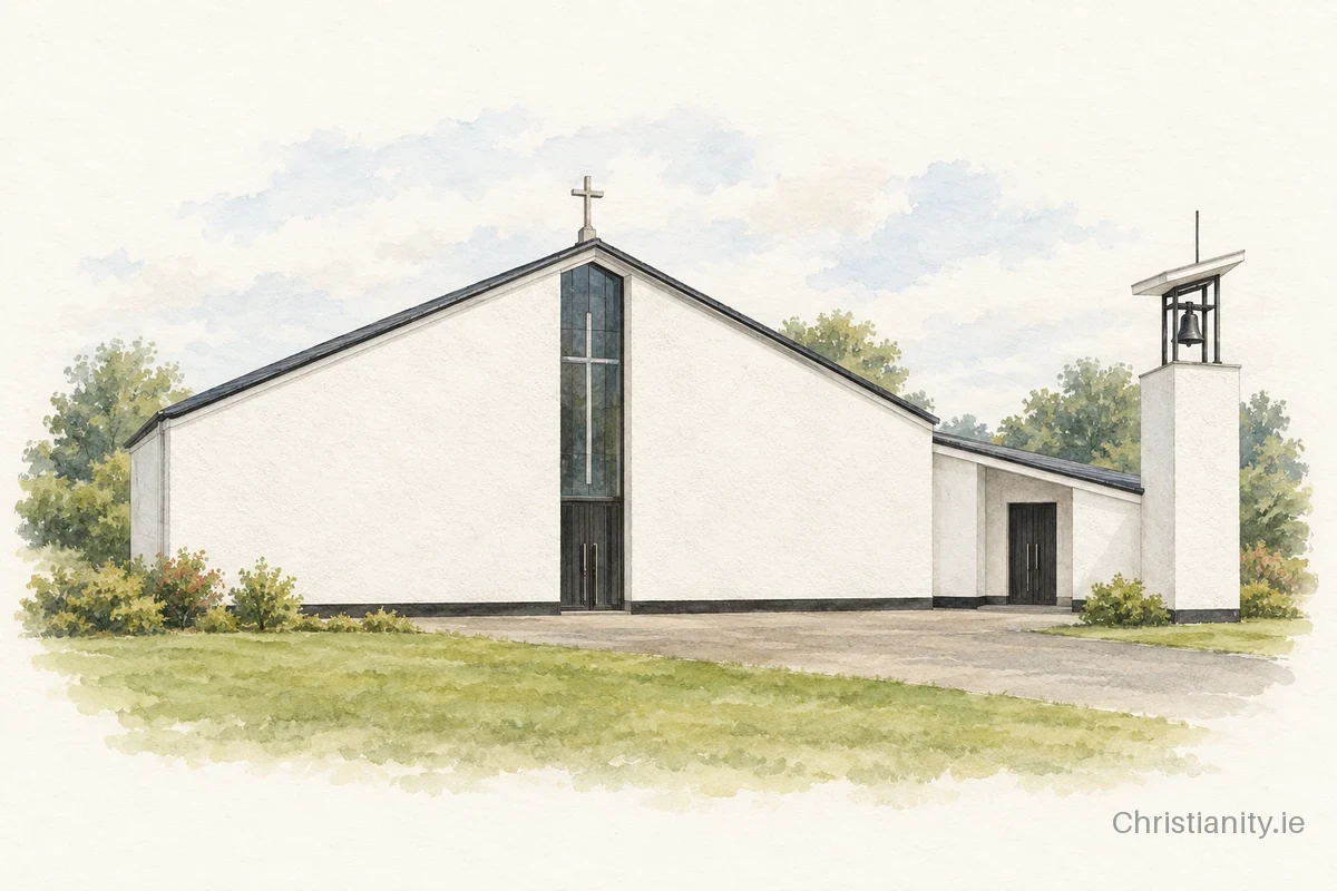 Watercolour and ink illustration of SS John & Paul's Church