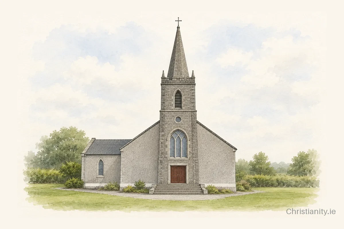 Watercolour and ink illustration of St Aiden, Tullogher