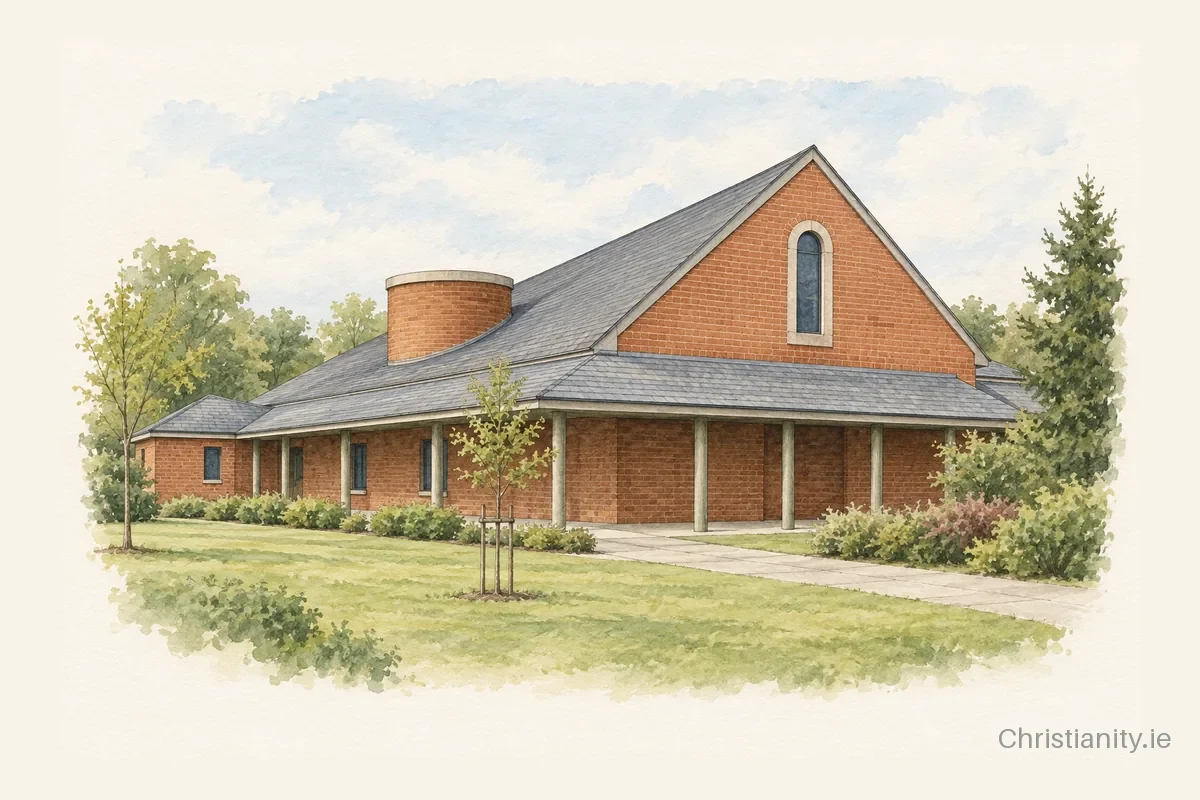 Watercolour and ink illustration of St Alphonsus Monastery, Glasnevin