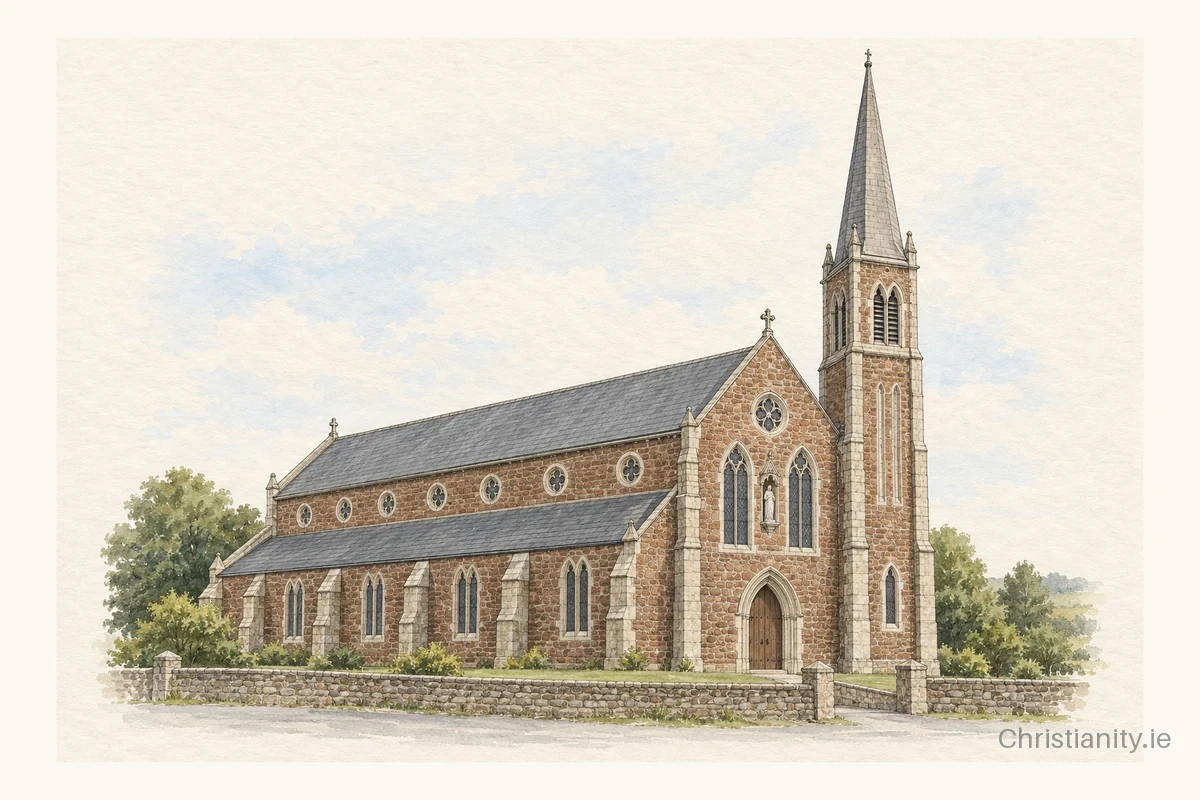 Watercolour and ink illustration of St. Andrew's Church, Kilfinane