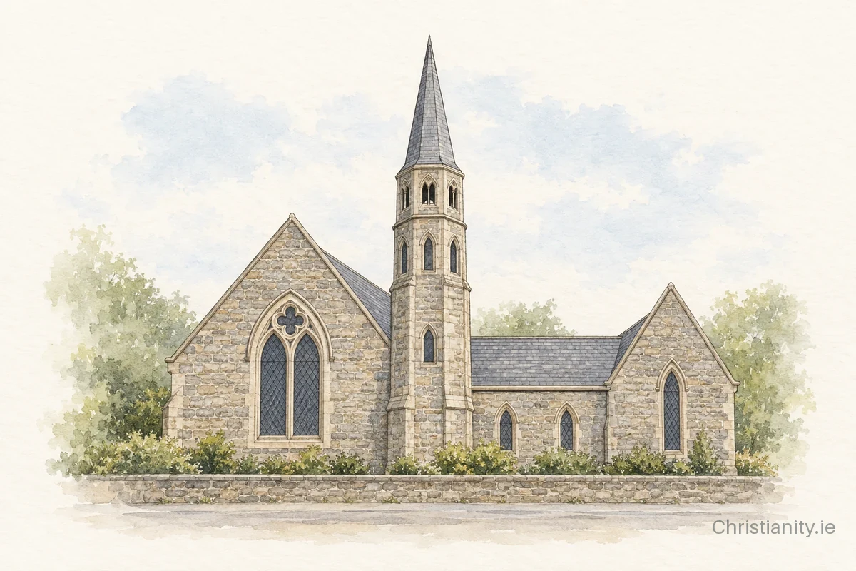Watercolour and ink illustration of St. Andrew's Presbyterian Church