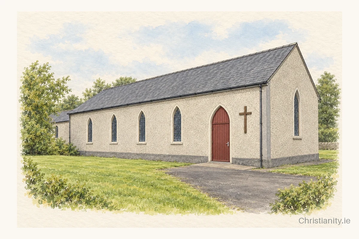 Watercolour and ink illustration of St Angus, Killinure