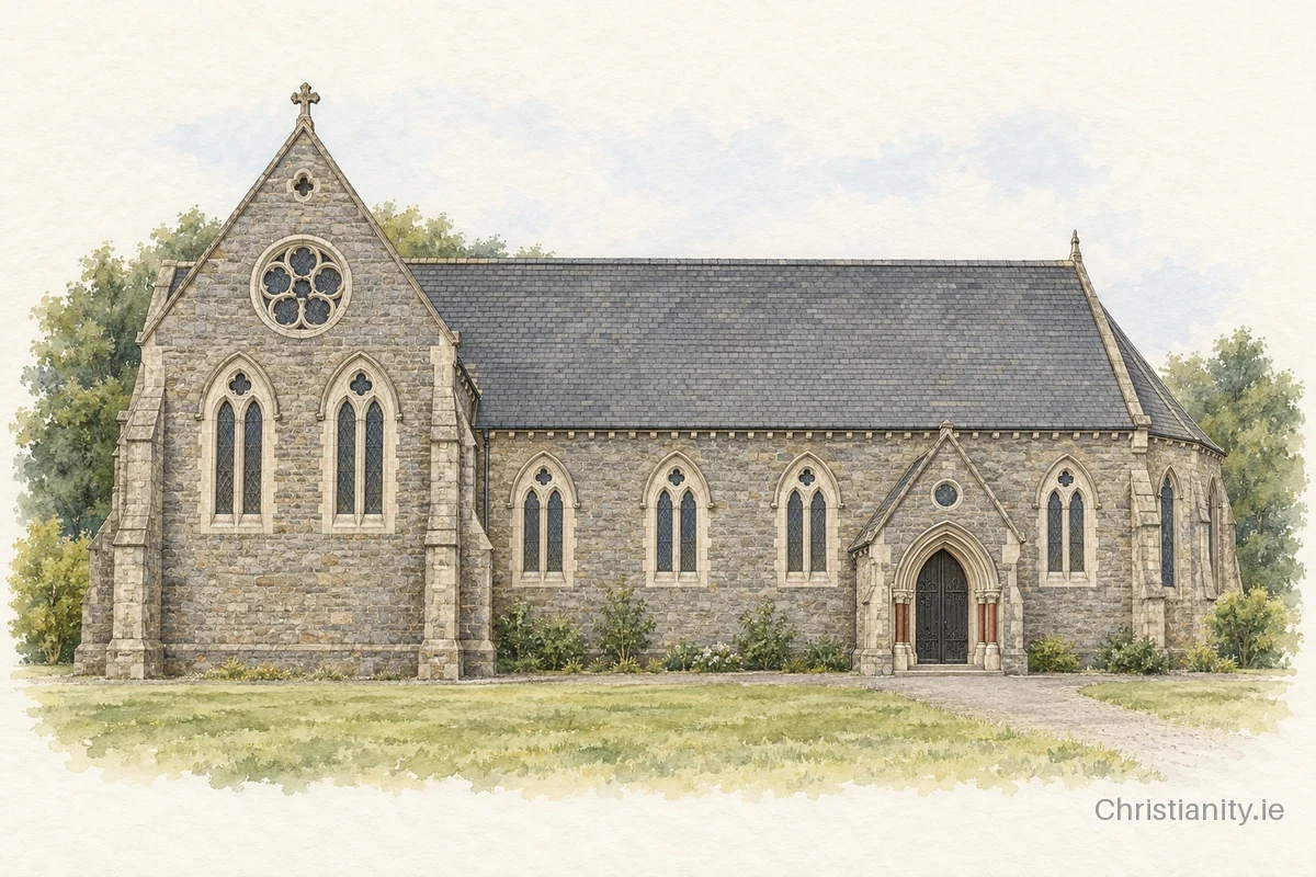Watercolour and ink illustration of St Anne's Church