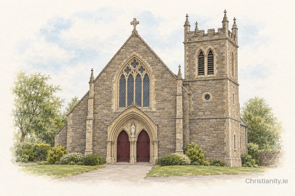 Watercolour and ink illustration of St. Anthony's Church