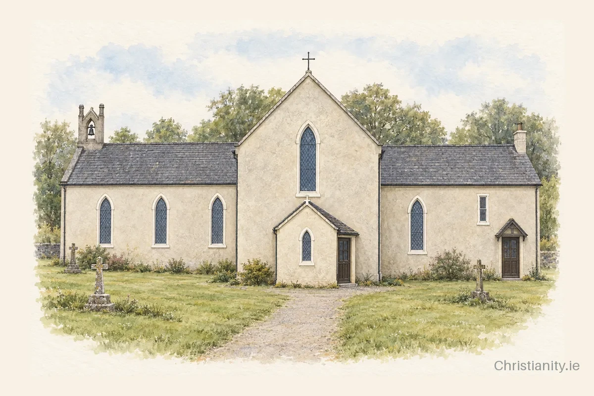 Watercolour and ink illustration of St Beacon, Mullinavat