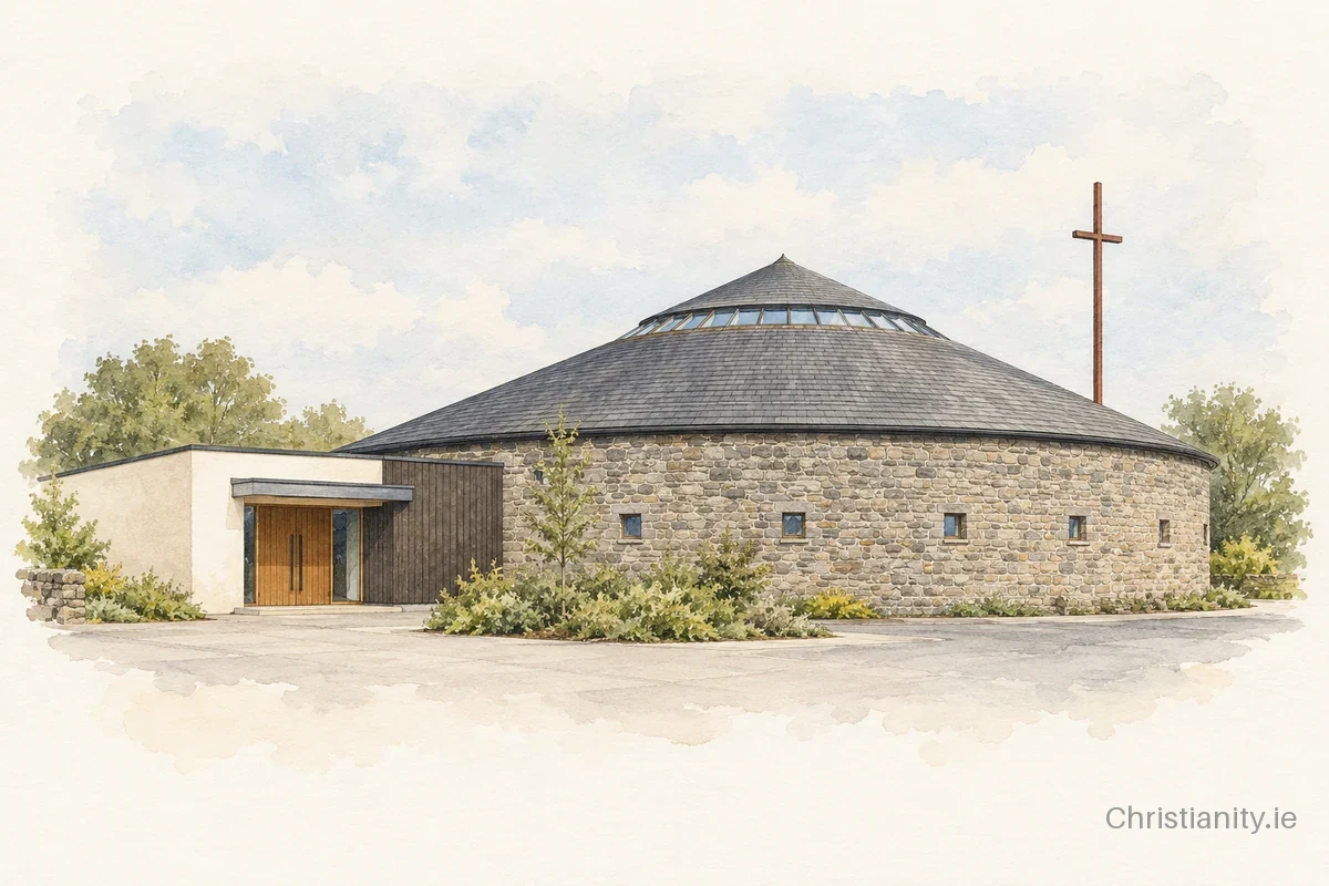 Watercolour and ink illustration of St. Bernard's Church