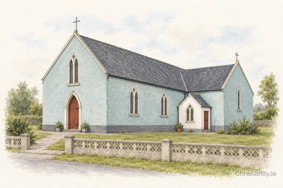 Watercolour and ink illustration of St Brendan’s Church
