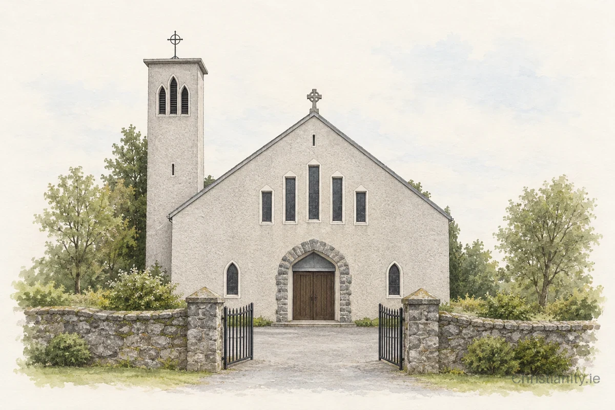 Watercolour and ink illustration of St. Brendan’s, Myna