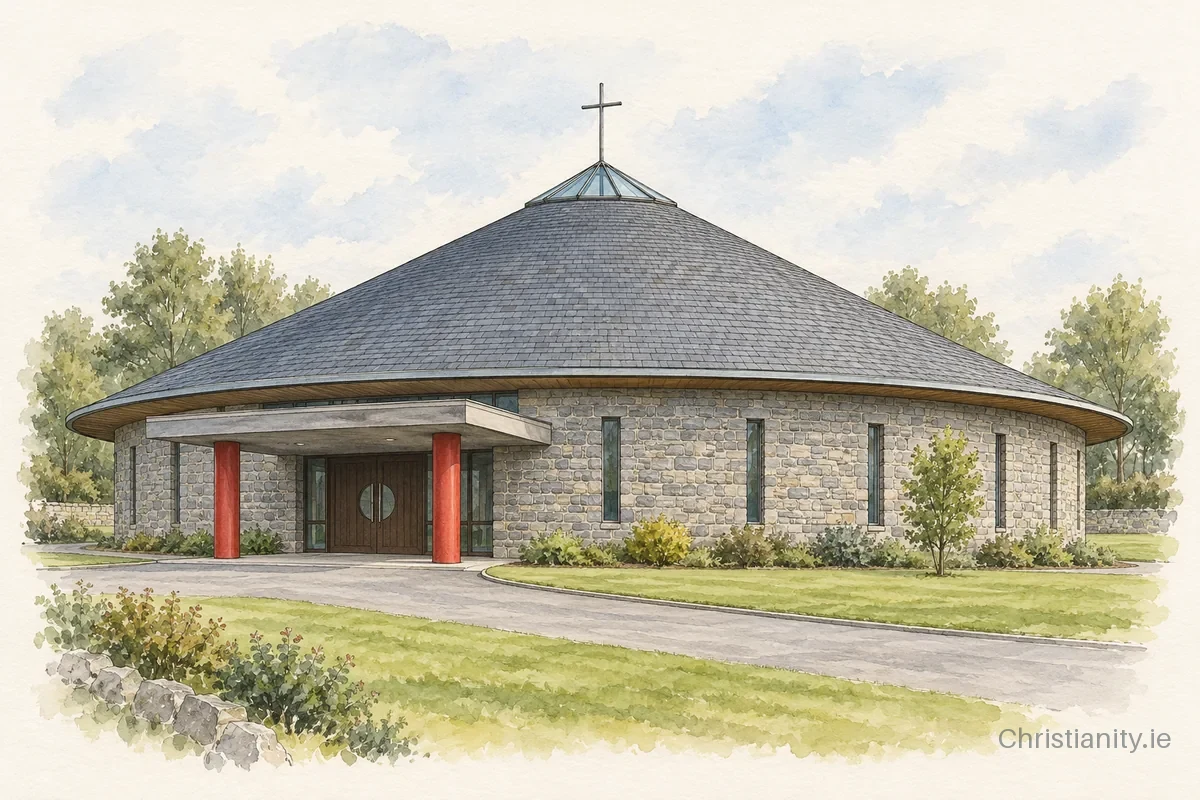 Watercolour and ink illustration of St Brigid, Ballybane