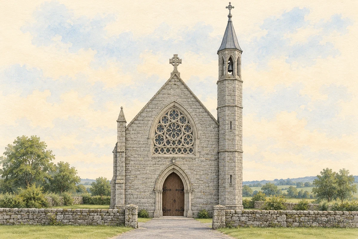 Watercolour and ink illustration of St. Brigid & Sacred Heart