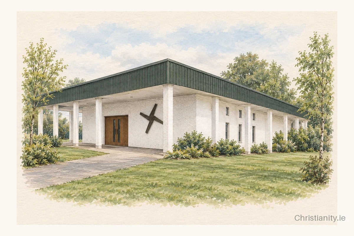 Watercolour and ink illustration of St Brigid’s, Carnhill
