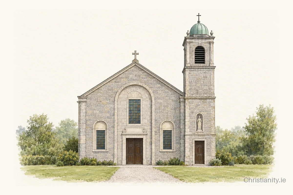 Watercolour and ink illustration of St. Brigid’s Church, Boher
