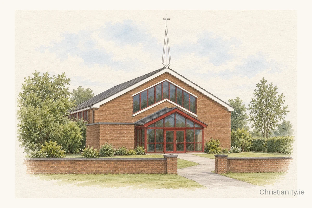 Watercolour and ink illustration of St Brigid’s Church, Rosenallis