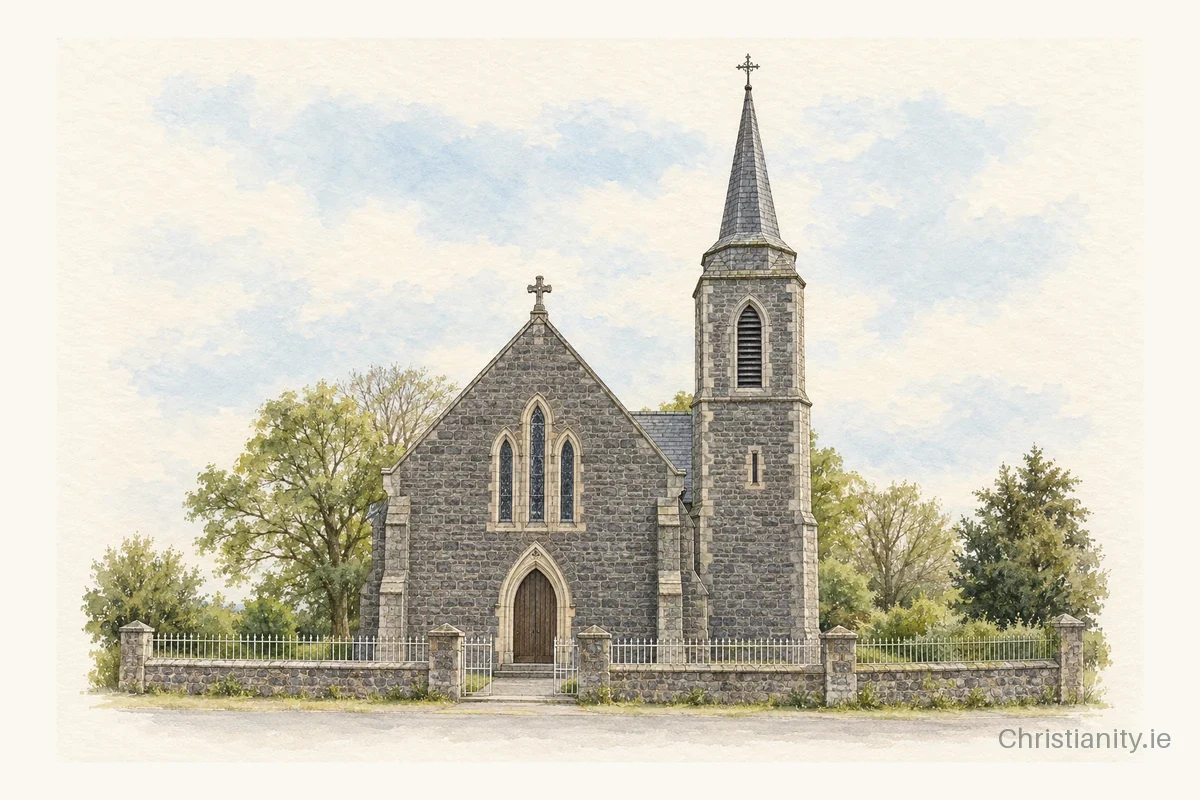Watercolour and ink illustration of St. Brigid’s Church, Templebraden