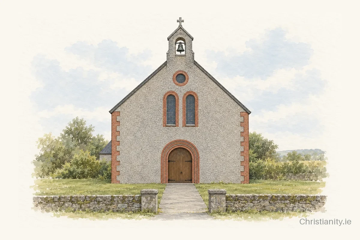 Watercolour and ink illustration of St. Brigid’s Clonakenny, Bournea