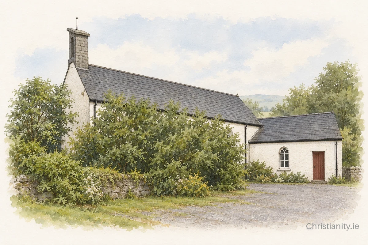 Watercolour and ink illustration of St Brigid's