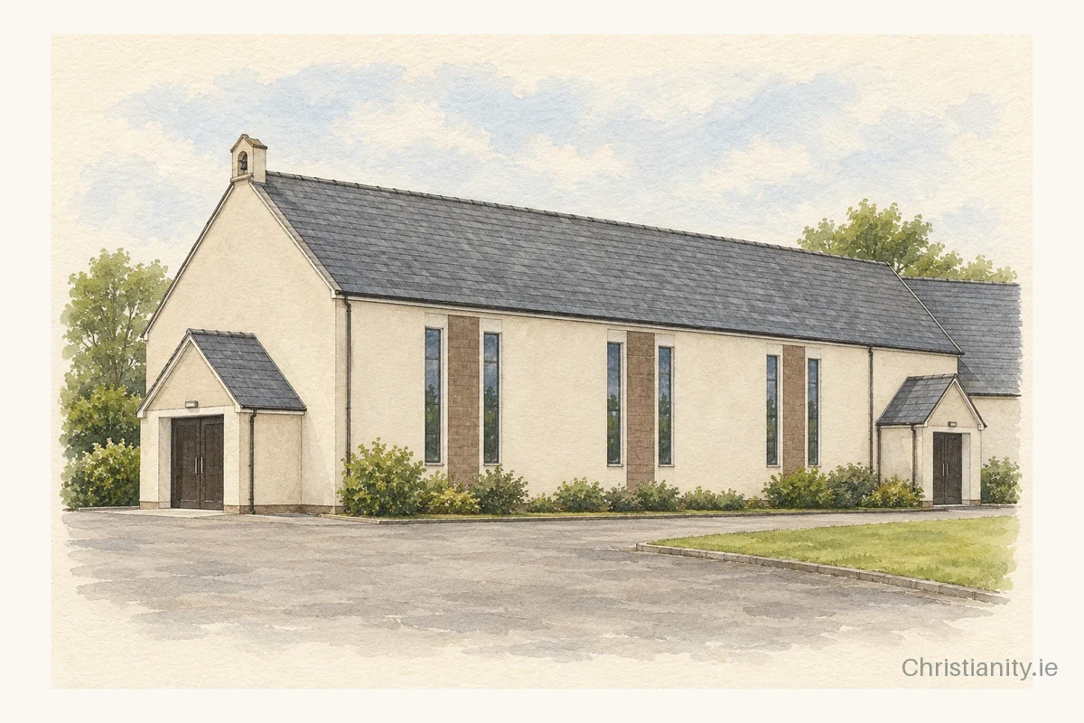 Watercolour and ink illustration of St. Brigid's, Singland