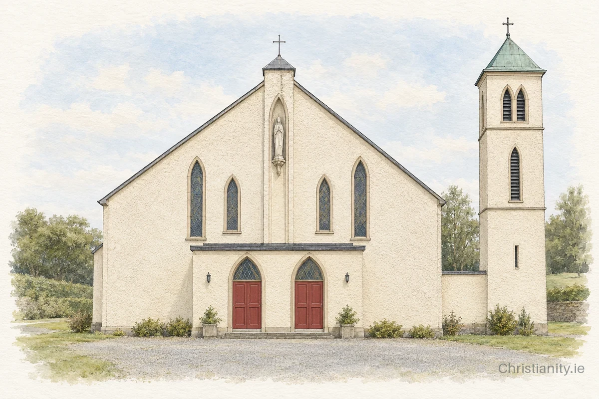 Watercolour and ink illustration of St. Brigid's, Tunnyduff