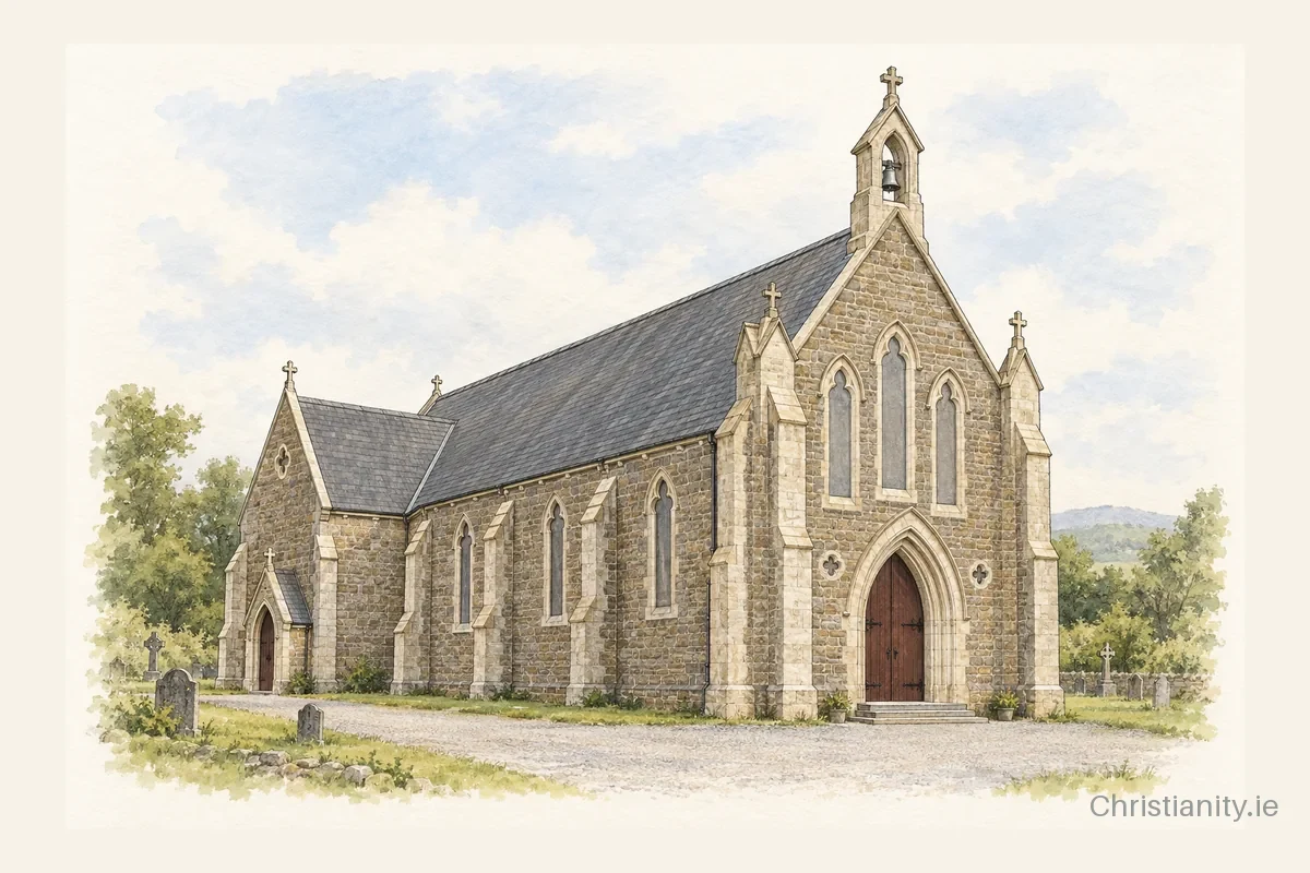 Watercolour and ink illustration of St. Carthage, Brosna