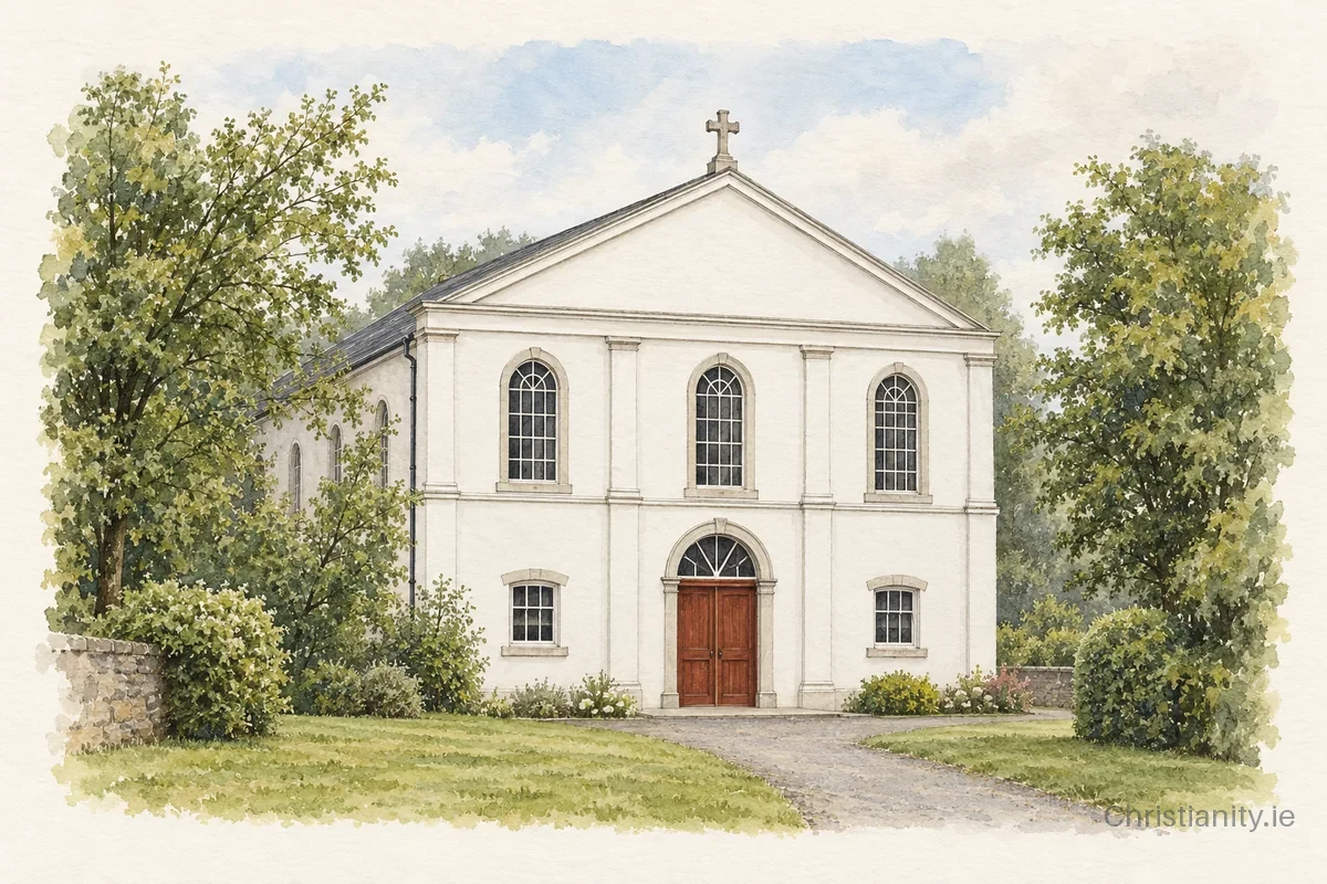 Watercolour and ink illustration of St. Colman