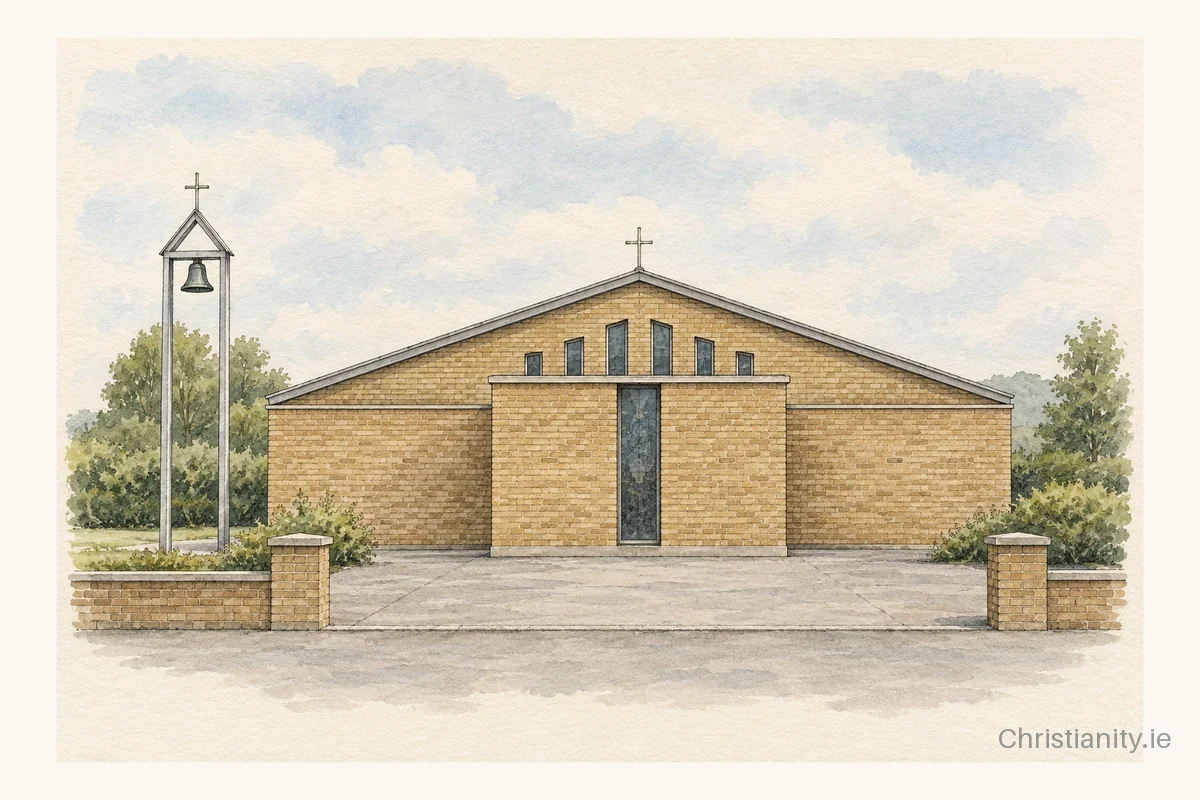 Watercolour and ink illustration of St. Colman's Church, Colmanswell