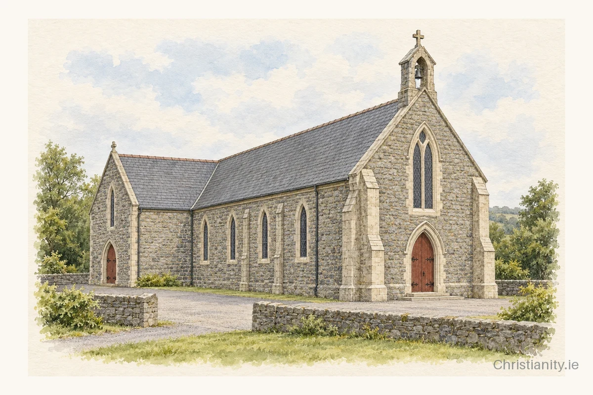 Watercolour and ink illustration of St Colman’s, Kilcolman