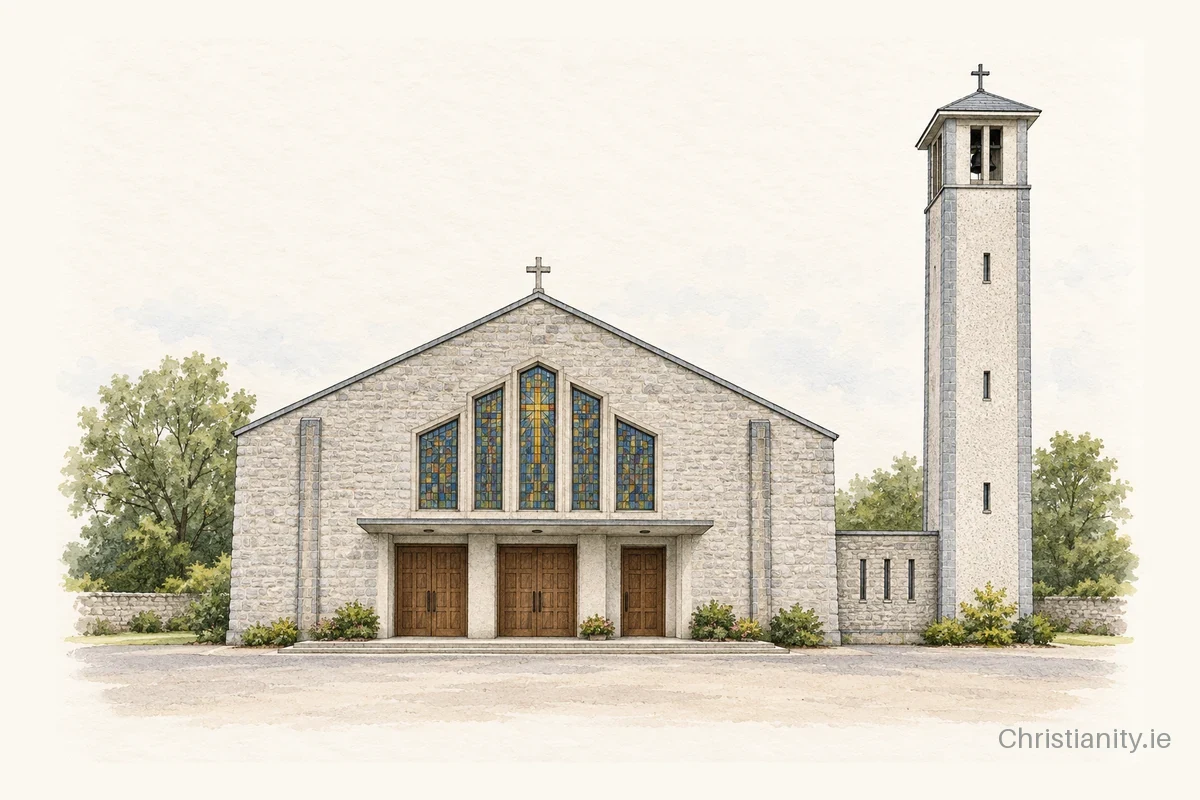 Watercolour and ink illustration of St. Colmcille’s Church, Kells