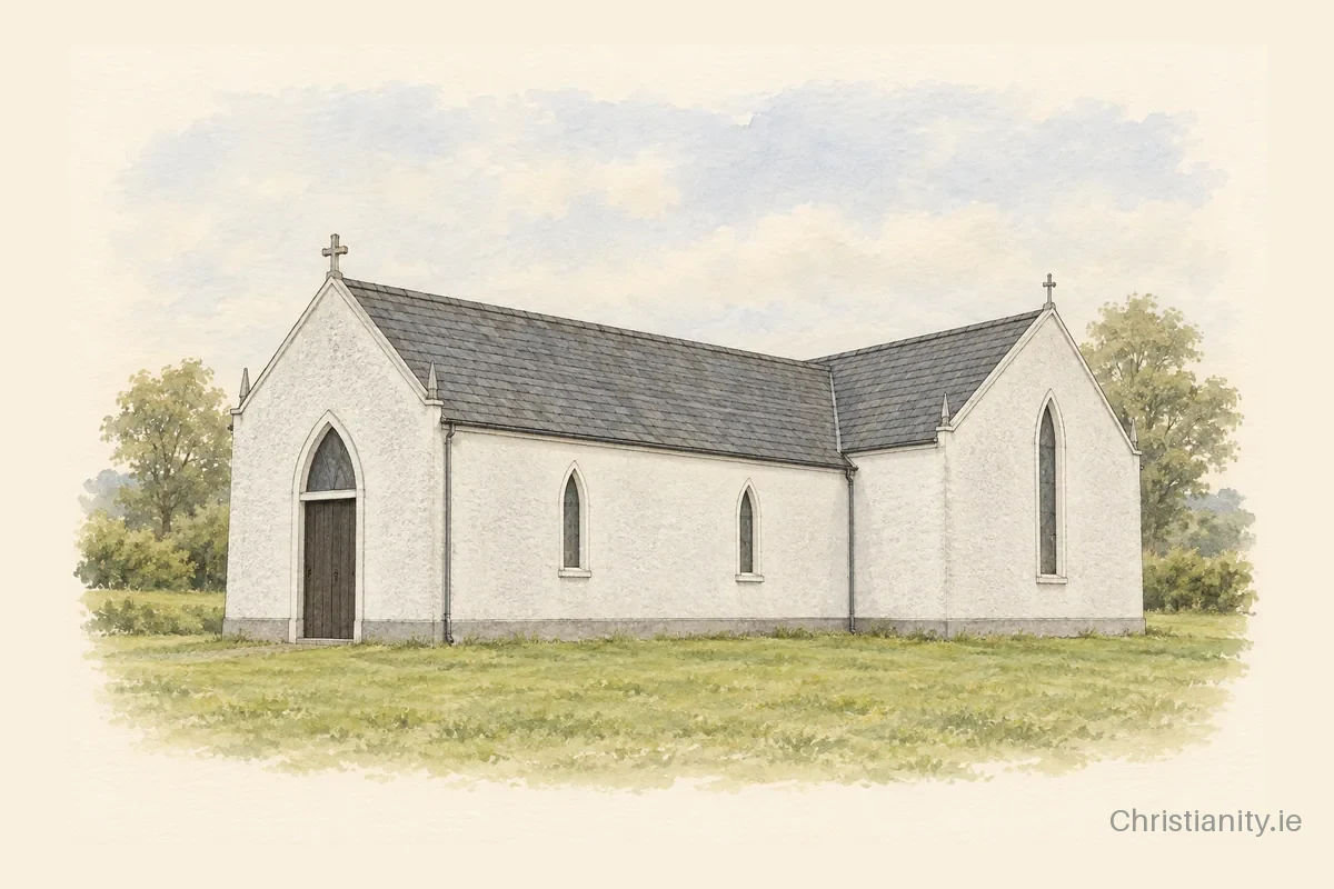 Watercolour and ink illustration of St. Colmcille's