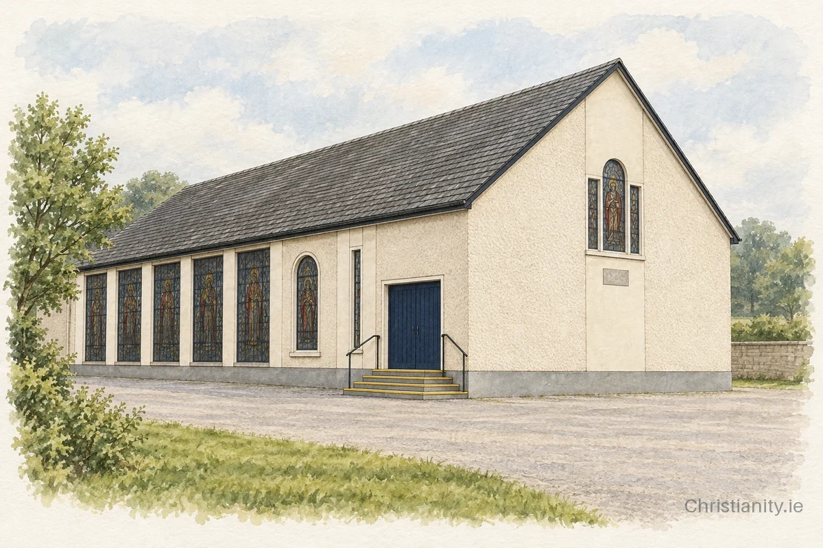 Watercolour and ink illustration of St Columba, Castlegar