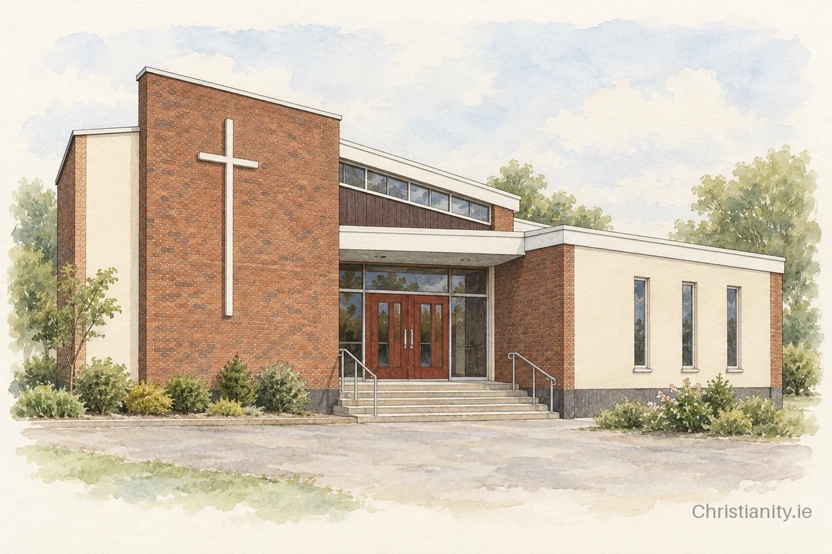 Watercolour and ink illustration of St Columba Chapel Of Ease (Dunclug)
