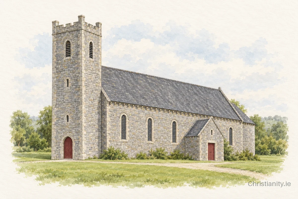 Watercolour and ink illustration of St. Columba's Church