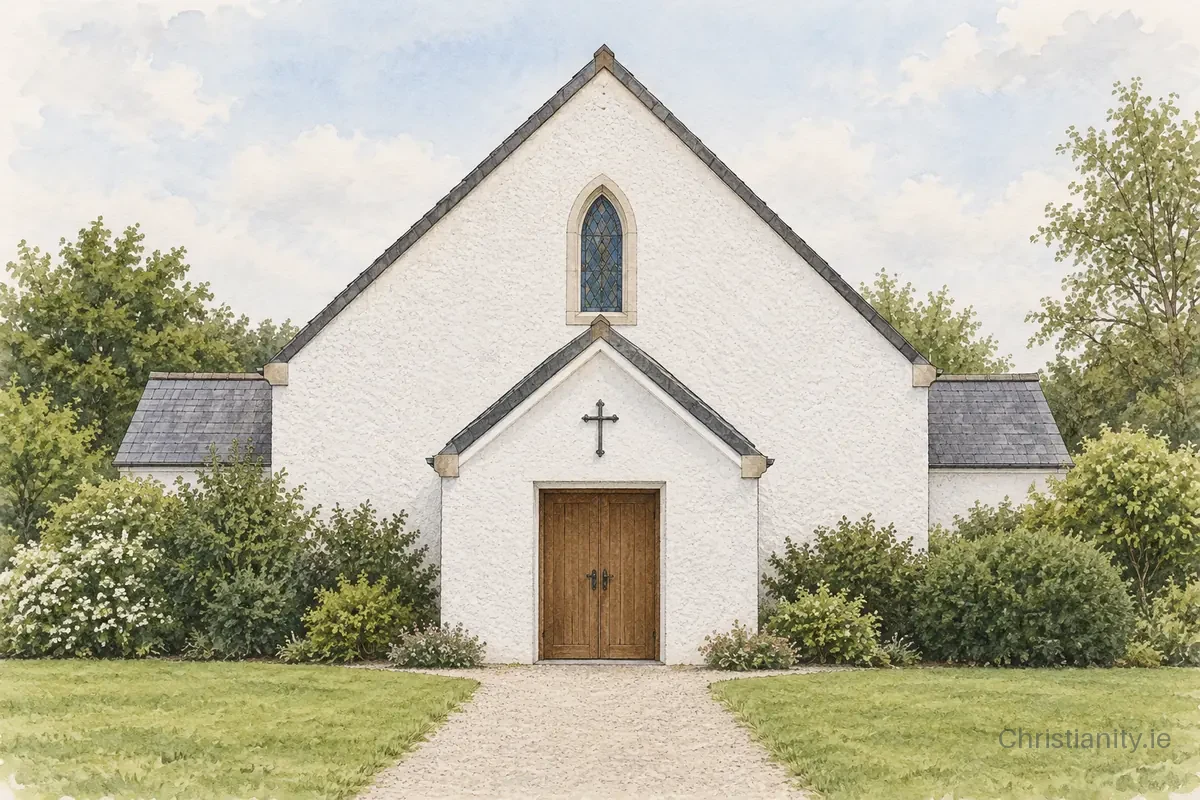 Watercolour and ink illustration of St Columba’s, Drumoghill (Raymochy)