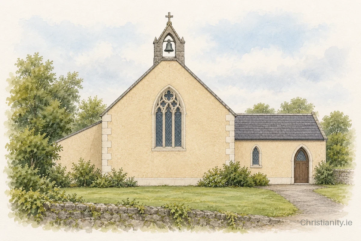 Watercolour and ink illustration of St Columba's