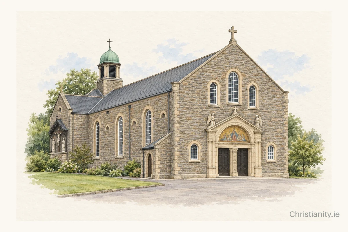 Watercolour and ink illustration of St Columba’s, Longtower