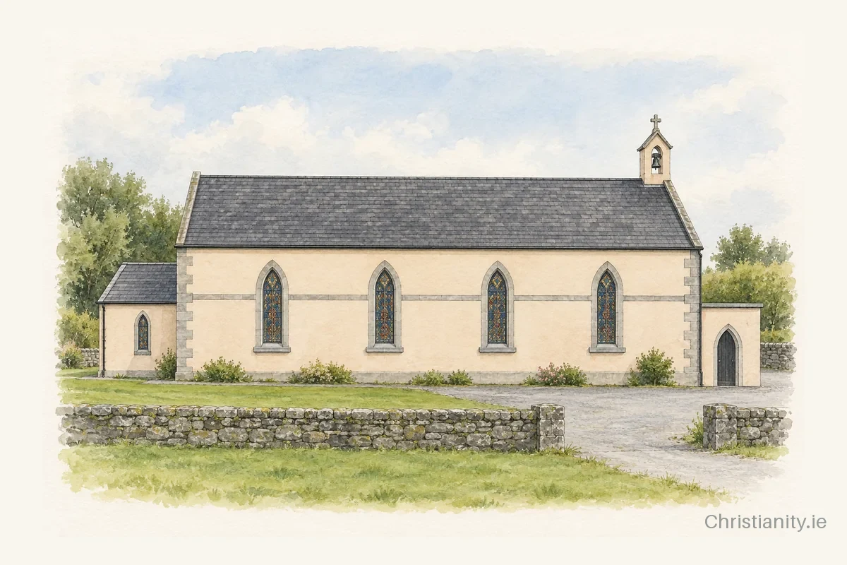 Watercolour and ink illustration of St. Comghall