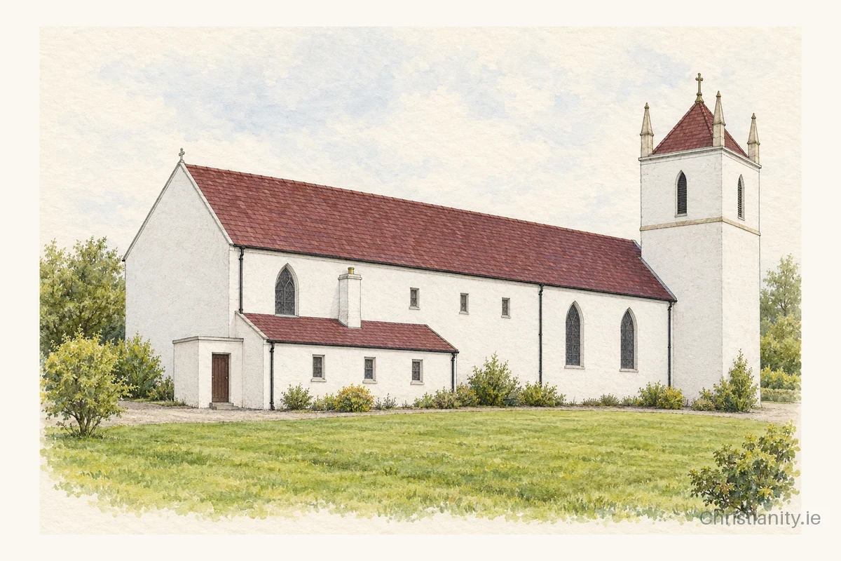 Watercolour and ink illustration of St Cronan’s Church