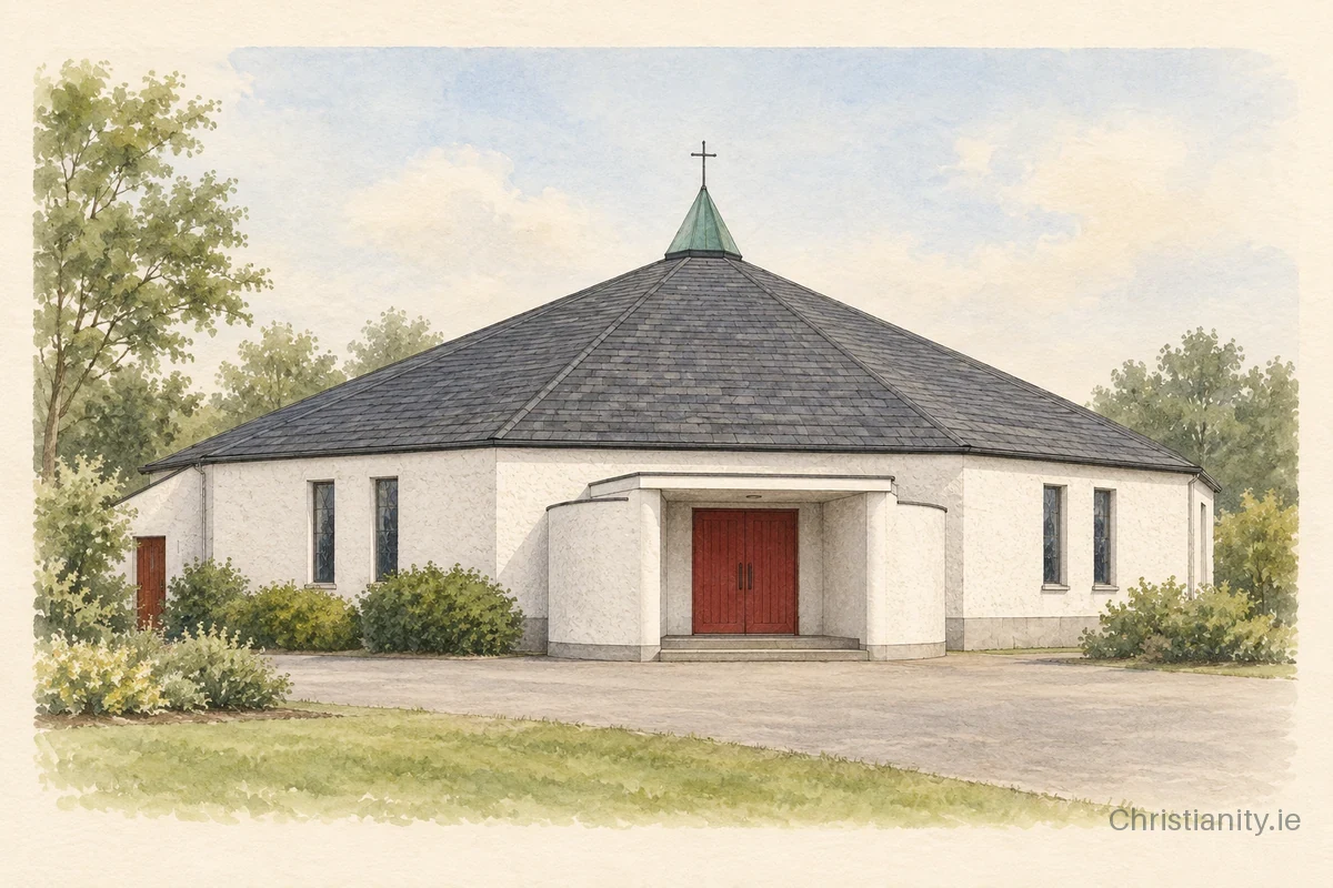 Watercolour and ink illustration of St. Crona's, Dungloe