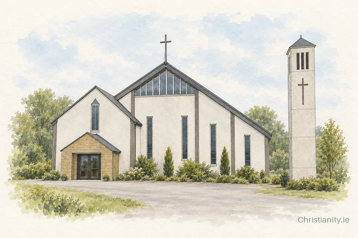 Watercolour and ink illustration of St. Felim's, Ballinagh