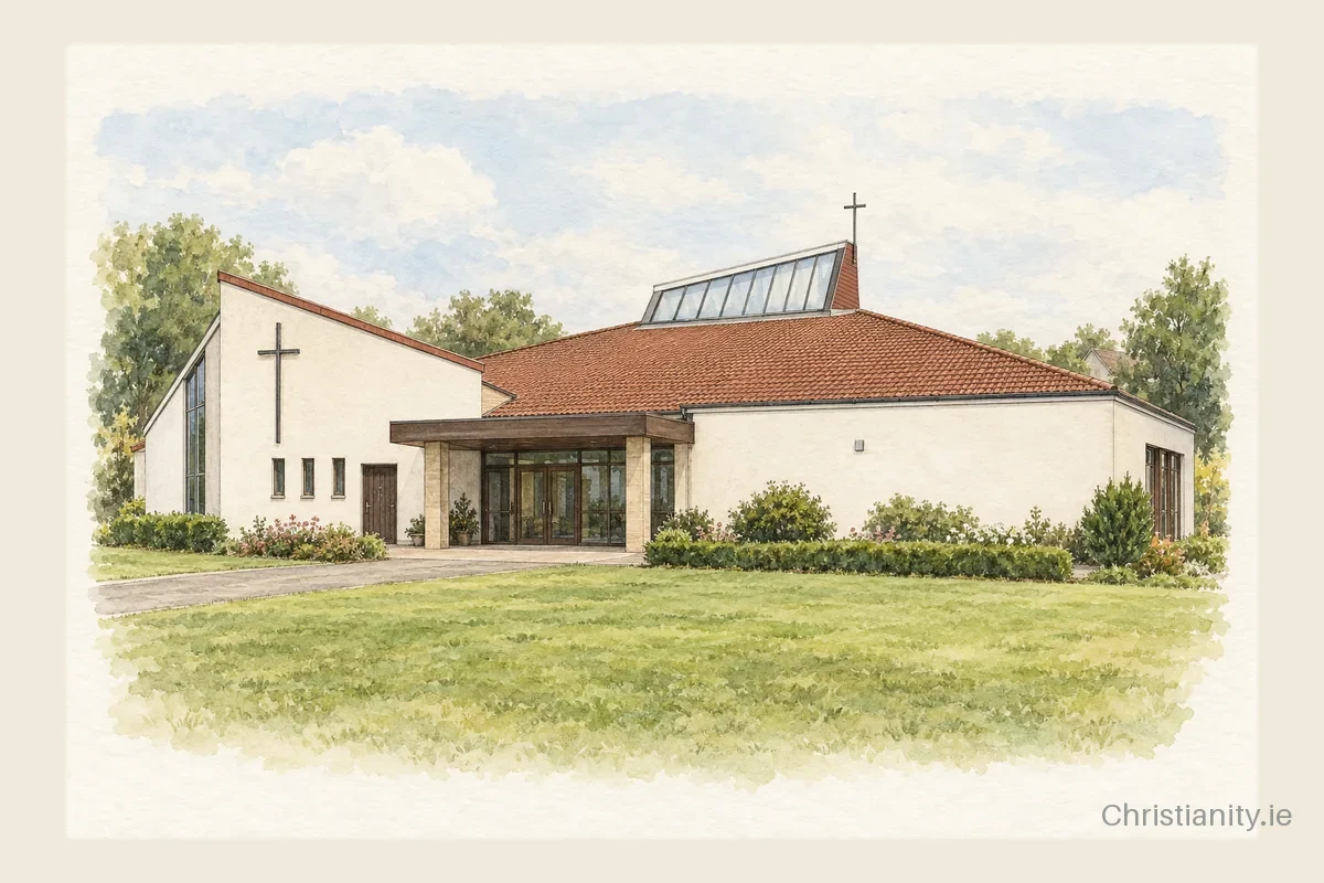 Watercolour and ink illustration of St Fiacre, Loughboy