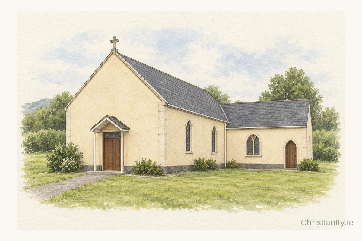 Watercolour and ink illustration of St Finian Cam, Longford