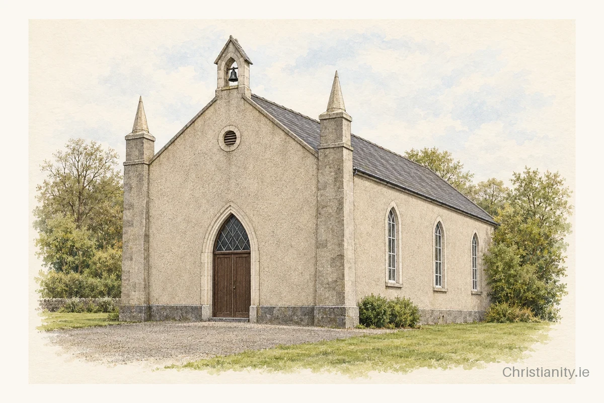 Watercolour and ink illustration of St. Finlough