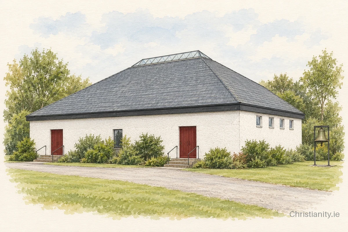 Watercolour and ink illustration of St Fíonan’s Church, Falcarragh (Raymunterdoney)