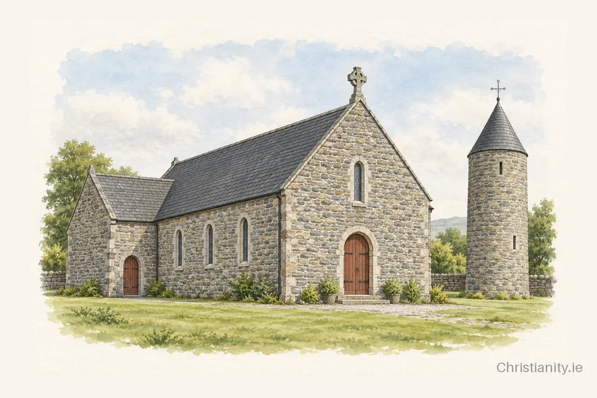 Watercolour and ink illustration of St. Flannan’s Church – Ardcroney
